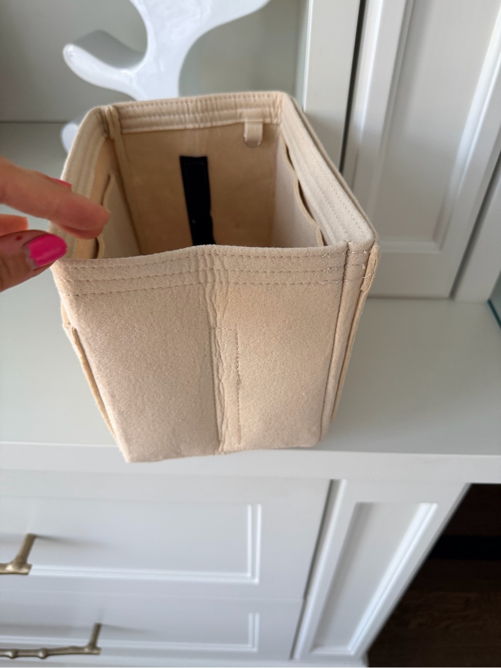 Felt Light Beige Bag Purse Insert Organizer 8.5 X 7 X 6 Inches Like New - Picture 4 of 10